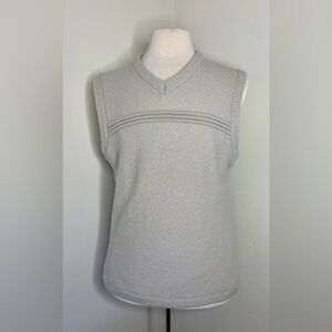 Adidas Men’s Sz XL Gray Wool V Neck Golf Sweater Vest Lined Logo